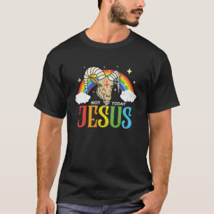 Vandaag Niet Jezus Satan Geit Satanische Regenboog T-shirt
