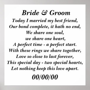 Vandaag trouwde ik met mijn beste vriend, pas het poster