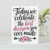 Vandaag vieren we het beste besluit dat je ooit he feestdagenkaart (Staand voorkant)