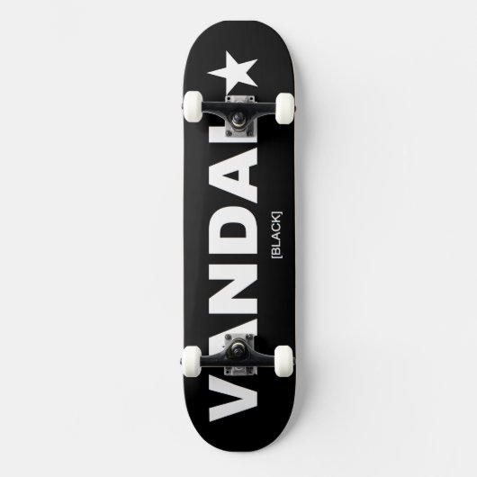 VANDAL | Skateboard Générique (Blanc sur Noir) (Recto)