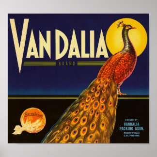 Vandalia merk sinaasappels Porterville Californië Poster