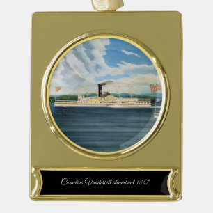 Vanderbilt stoomboot 1847 verguld banner ornament