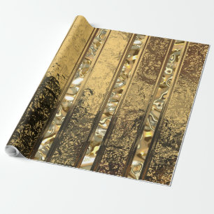 Vanderush Elegant Gold Striped (30 voet) Cadeaupapier