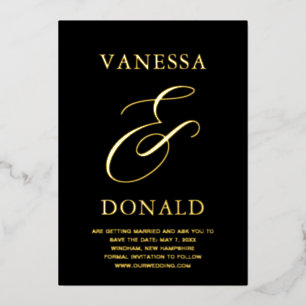 Vanessa Black Modern Huwelijk Save the Date Folie Uitnodiging