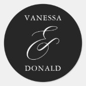 Vanessa Black Moderne bruiloft Ronde Sticker (Voorkant)