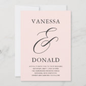 Vanessa Blush Roze Moderne bruiloft Kaart (Voorkant)