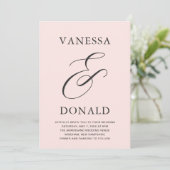 Vanessa Blush Roze Moderne bruiloft Kaart (Staand voorkant)