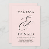 Vanessa Blush Roze Moderne bruiloft Save The Date (Voorkant / Achterkant)