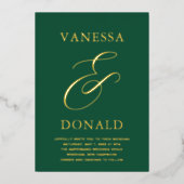 Vanessa Emerald Green Moderne bruiloft Folie Uitnodiging (Voorkant)