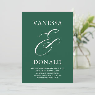 Vanessa Emerald Green Moderne bruiloft Save The Date