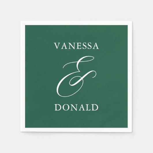 Vanessa Emerald Green Moderne bruiloft Servet (Voorkant)