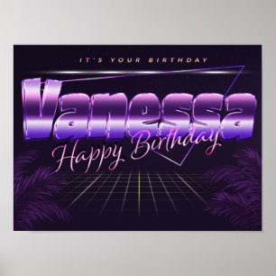 Vanessa Name Vorname Retro Poster Geburtstag