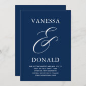Vanessa Navy Blue Modern Wedding Save The Date (Voorkant / Achterkant)