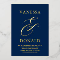 Vanessa Navy Blue Modern Wedding Save the Date