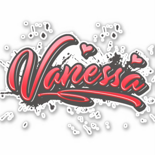 Vanessa red Heart Graffiti Aufkleber Sticker (Voorkant)