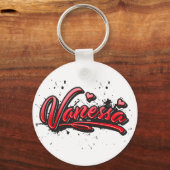 Vanessa rouge Heart Graffiti Porte-clés (Recto)