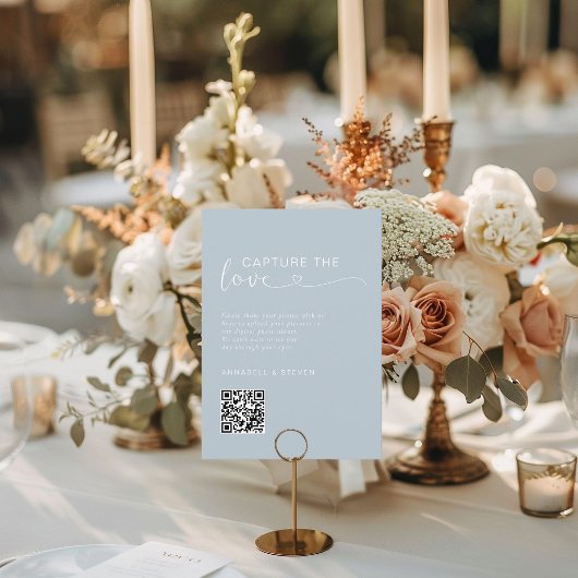 Vang de liefde! Foto, hart-QR-code, bruiloft Informatiekaartje