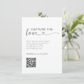 Vang de liefde! Foto, QR-code, bruiloft Informatiekaartje (Staand voorkant)
