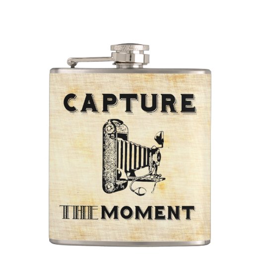 Vang de Moment  Fotograaf van de Camera Heupfles (Voorkant)