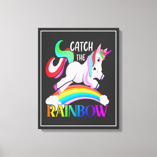 Vang de Regenboog - Eenhoorn Design-15989 Canvas Afdruk (Voorkant)