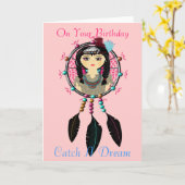 Vang een droom verjaardagswensen kaart (Gele Bloem)