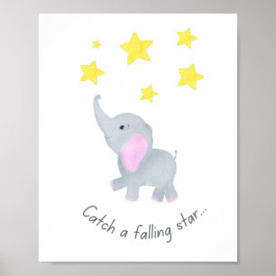 Vang een Falling Star Elephant Nursery Wall Art Poster