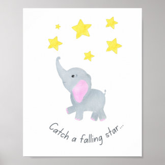 Vang een Falling Star Elephant Nursery Wall Art Poster