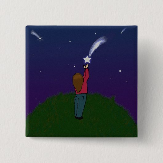 Vang een Falling Star Vierkante Button 5,1 Cm (Voorkant)
