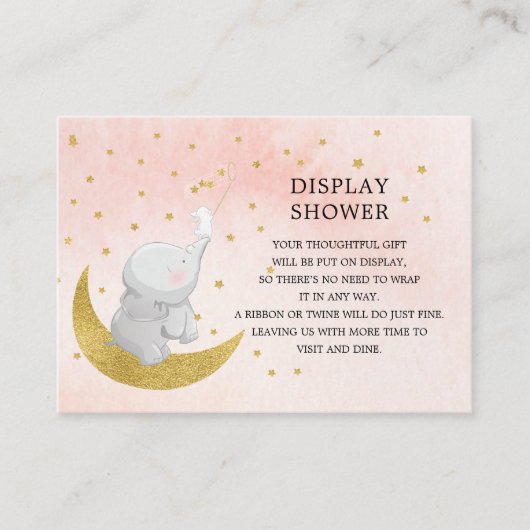 Vang een Star Bunny Elephant Gift Display Douche Informatiekaartje (Voorkant)