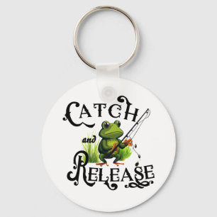 Vang En Laat Los Visserij Kikker Patch Sleutelhanger