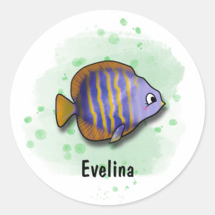 Vang het plezier met zoutwatervissen ronde sticker