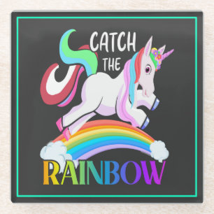 Vang het Regenboog Eenhoorn Ontwerp Glazen Onderzetter