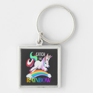Vang het Regenboog Eenhoorn Ontwerp Sleutelhanger
