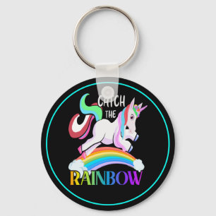 Vang het Regenboog Eenhoorn Ontwerp Sleutelhanger