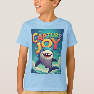 Vang Vreugde: Speelse Cartoon Haai T-shirt