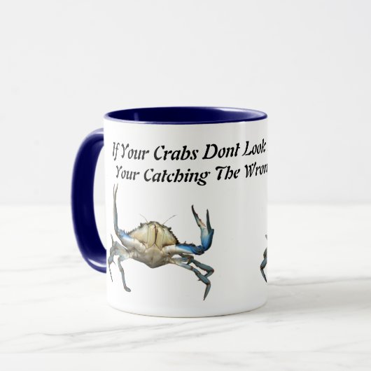 Vangkrabben, Grappig, Blue Combo Coffee Mok (Voorkant links)