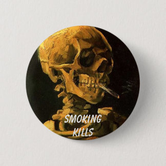 vangogh_skull_sigaret, Roken doodt Ronde Button 5,7 Cm