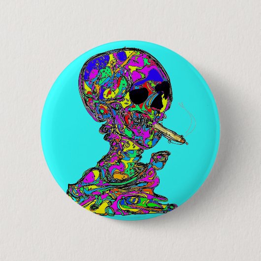 VanGoghs Calavera schedel roken sigaret Ronde Button 5,7 Cm (Voorkant)