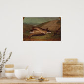 Vangst van de dagforel op een rivieroever poster (Keuken)