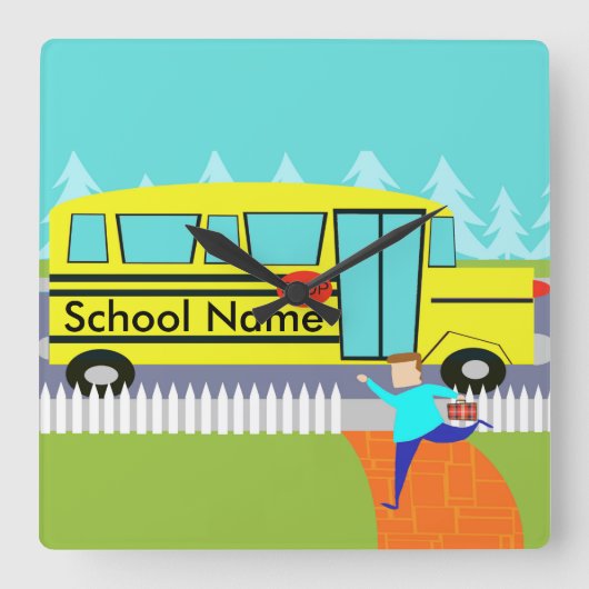 vangst van de schoolbus vierkante klok (Voorkant)