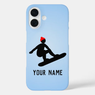 Vangstlucht - Snowboarder in kool, jouw tekst iPhone 16 Hoesje