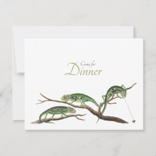 Vangstvliegen Quirky Dinner Invitation Chameleons Kaart