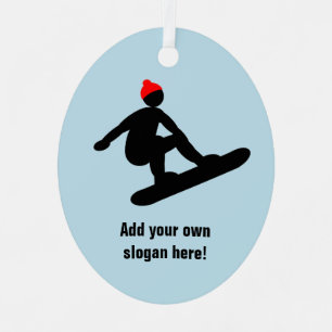 Vangstvliegtuig - Snowboarder in rood pet - jouw t Metalen Ornament