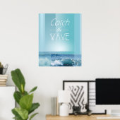 VANGT DE WAVE | oceaanblauw Poster (Thuiskantoor)