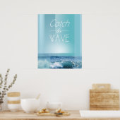 VANGT DE WAVE | oceaanblauw Poster (Keuken)