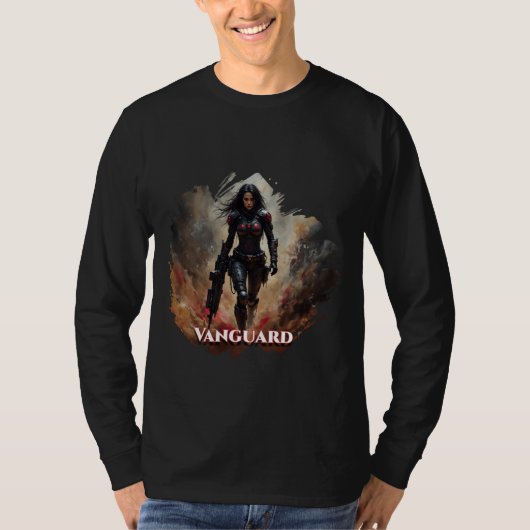 Vanguard – Futuristic Female Warrior T-shirt (Voorkant)