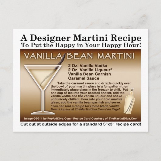 Vanilla Bean Martini Recept Briefkaart (Voorkant)