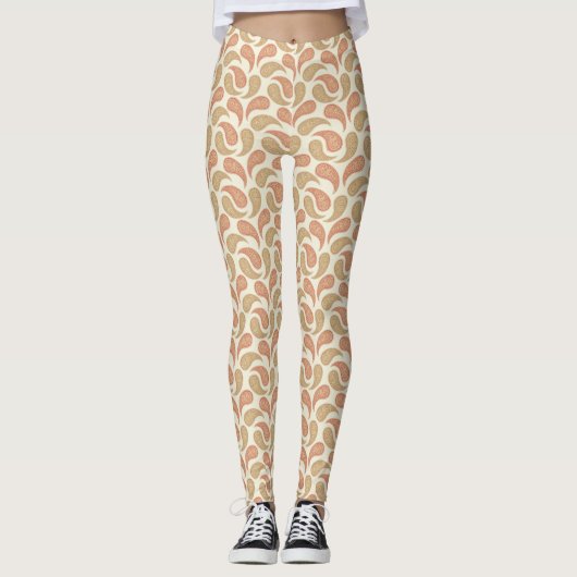 Vanilla-Brown Paisley Pattern-Leggings Leggings (Voorkant)