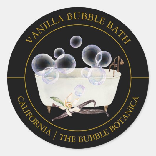 Vanilla Bubble Bath-label Ronde Sticker (Voorkant)