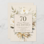 Vanilla Cream Floral 70e Anniversaire invitation c (Devant / Derrière)